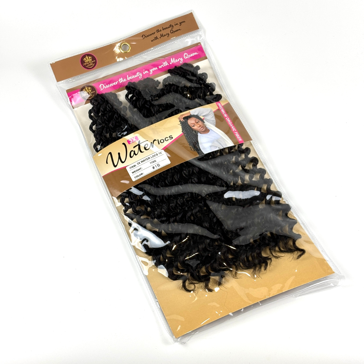Mèche Water Locs 12" couleur 1B, non tirée