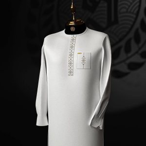 Kaftan Blanc Brodé – Taille L,XL et XXL