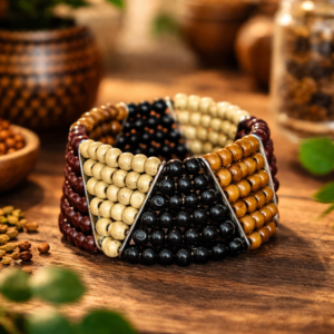 Bracelet africain perles multicolores bois style ethnique